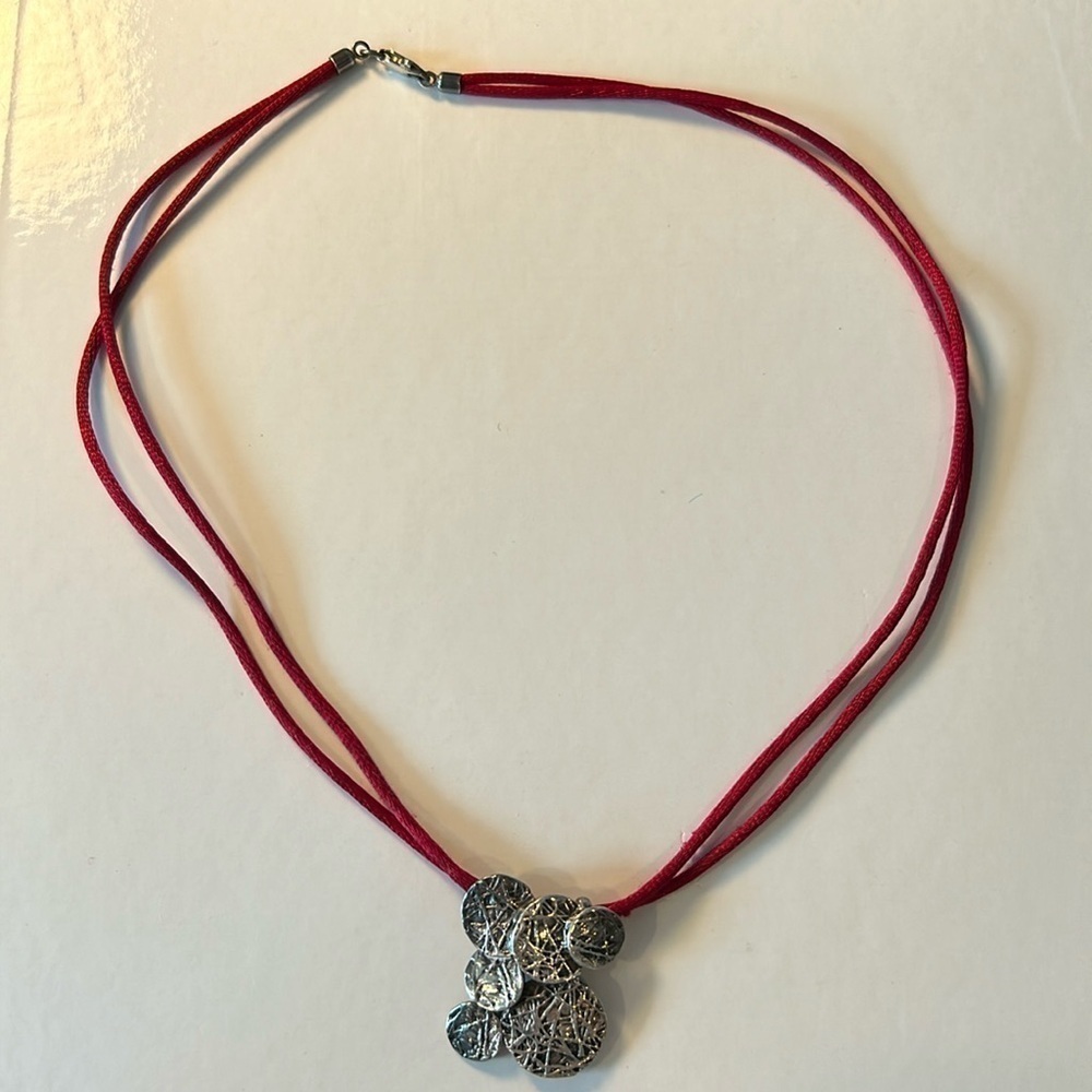 Authentic Mexican Sterling Silver Necklace with Red String Chain
